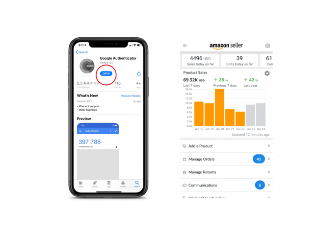 acceso amazon seller central app autenticacion