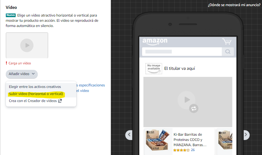 video vertical u horizontal amazon ads