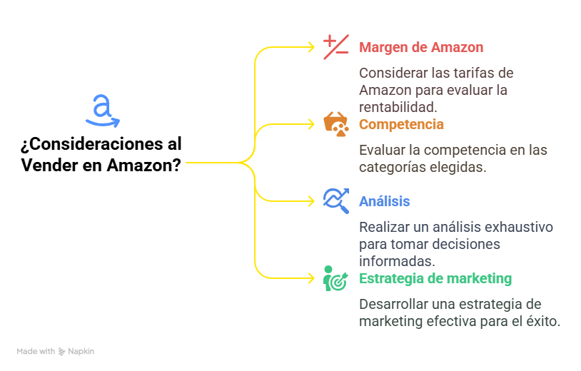 Grafico en el cual se explica las consideraciones a tomar en cuenta si las marcas quieren vender en Amazon